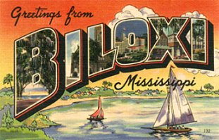 Large Letter Biloxi Mississippi Post Card